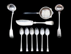 A collection of George IV and later silver flatware