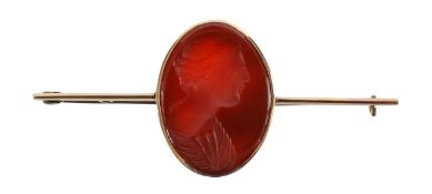 A hard stone intaglio brooch