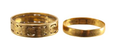 Two 22ct gold band rings