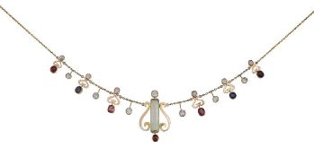 A multi gem-set fringe necklace