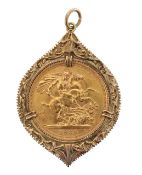 An Elizabeth II 1964 gold full sovereign, in a 9ct gold pendant mount