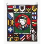 A leaded stained glass panel