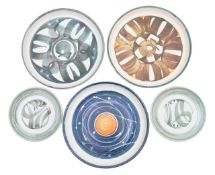 Alan Caiger Smith (British, 1930-202), five pottery plates