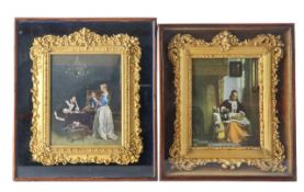 Two miniature gilt relief picture frames