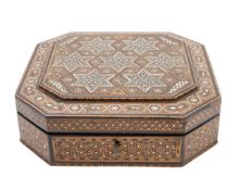 A Syrian parquetry and mother of pearl inlaid box