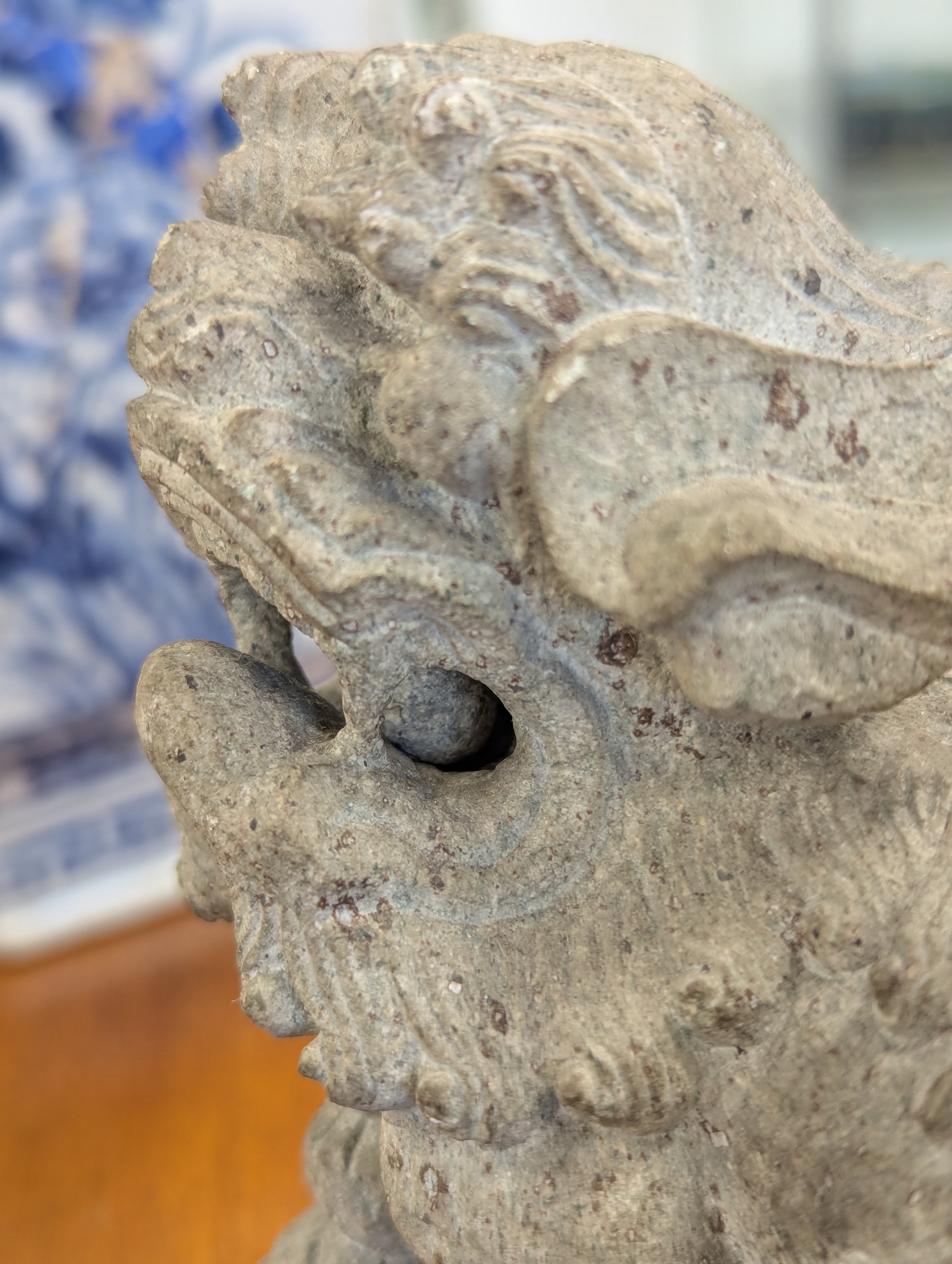 A pair of Chinese composite stone Buddhist temple lions - Image 15 of 37