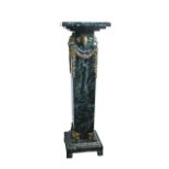 A Napoleon III style green veined marble column