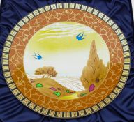 A Royal Worcester 'Swallows at Dusk' porcelain pedestal bowl