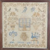 A George III needlework and a Victorian woolwork sampler