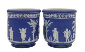 A pair of Jasperware pottery planters
