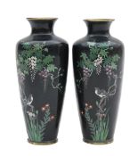A pair of Japanese cloisonné vases
