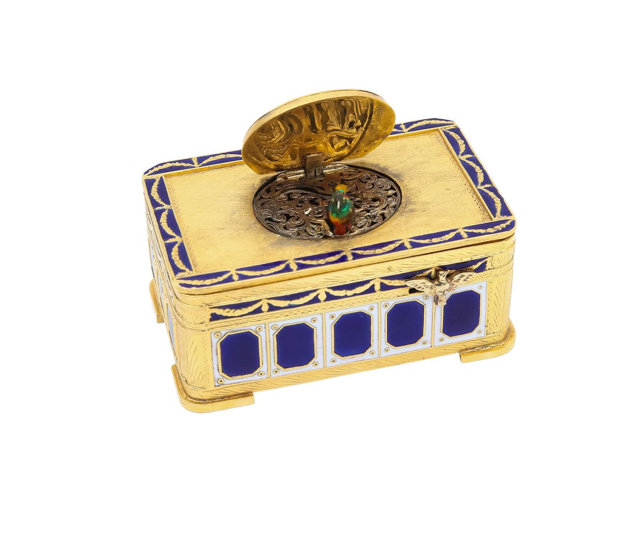 A Swiss gilt metal singing bird musical box - Image 5 of 10