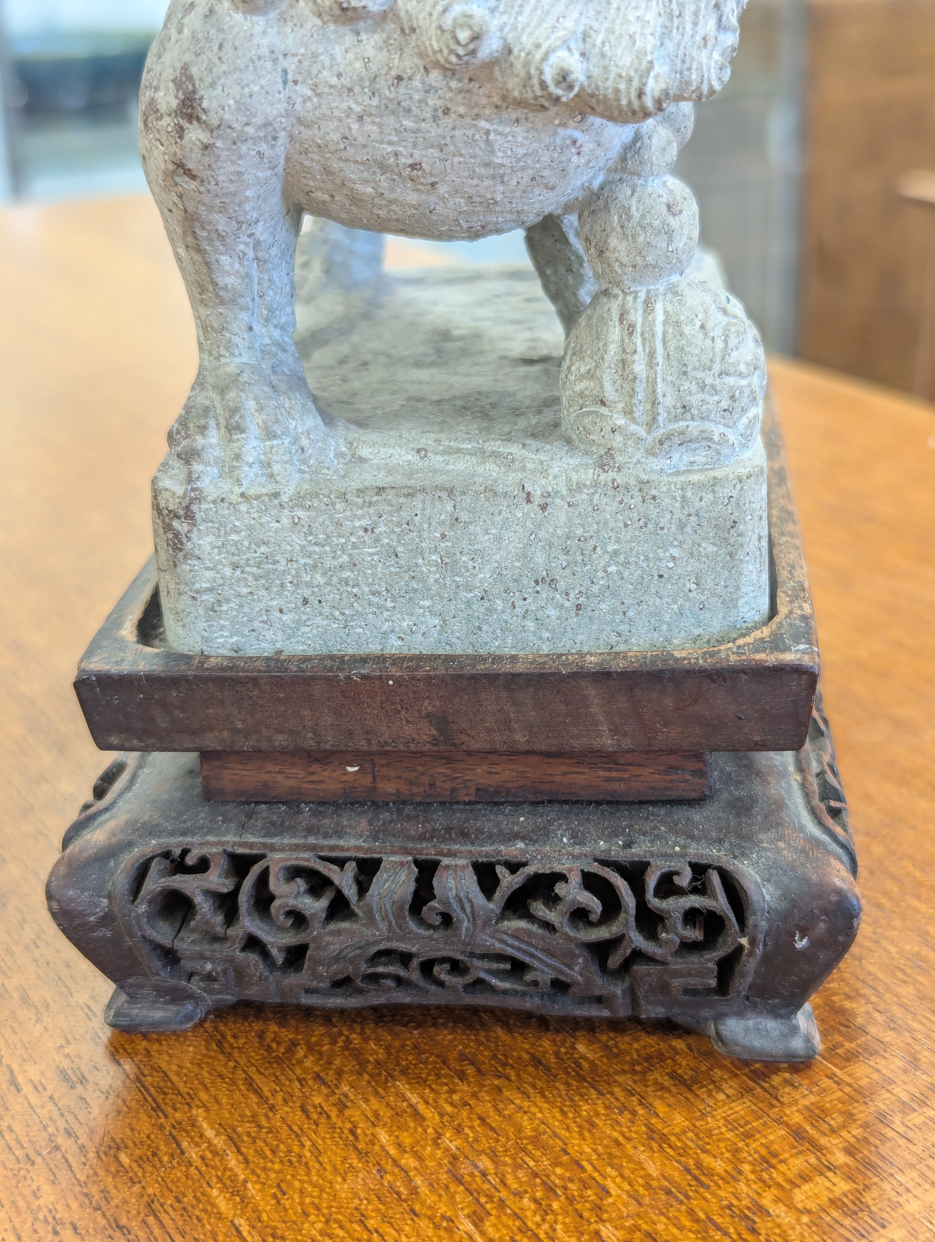 A pair of Chinese composite stone Buddhist temple lions - Image 12 of 37