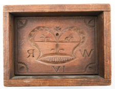 A William IV wooden cake or biscuit mould,