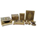 An Edwardian eleven piece boullework desk set