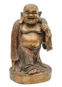 A large Chinese giltwood and polychrome painted Buddha