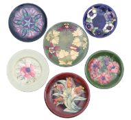 Six William, Walter and John Moorcroft pottery plates
