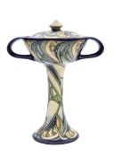A Moorcroft pottery Liberty Tribute pattern twin-handled vase and cover