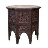 A Cairene carved octagonal occasional table