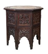 A Cairene carved octagonal occasional table