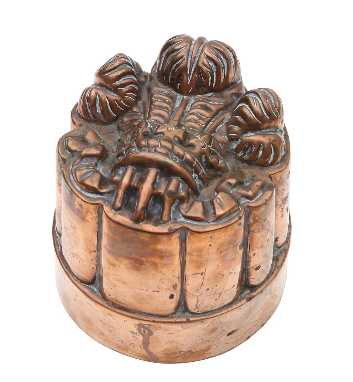 A Benham and Froud copper Prince of Wales feathers jelly mould