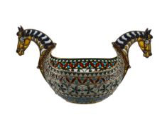 A Marius Hammer silver gilt and plique à jour salt