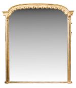 A giltwood overmantle mirror