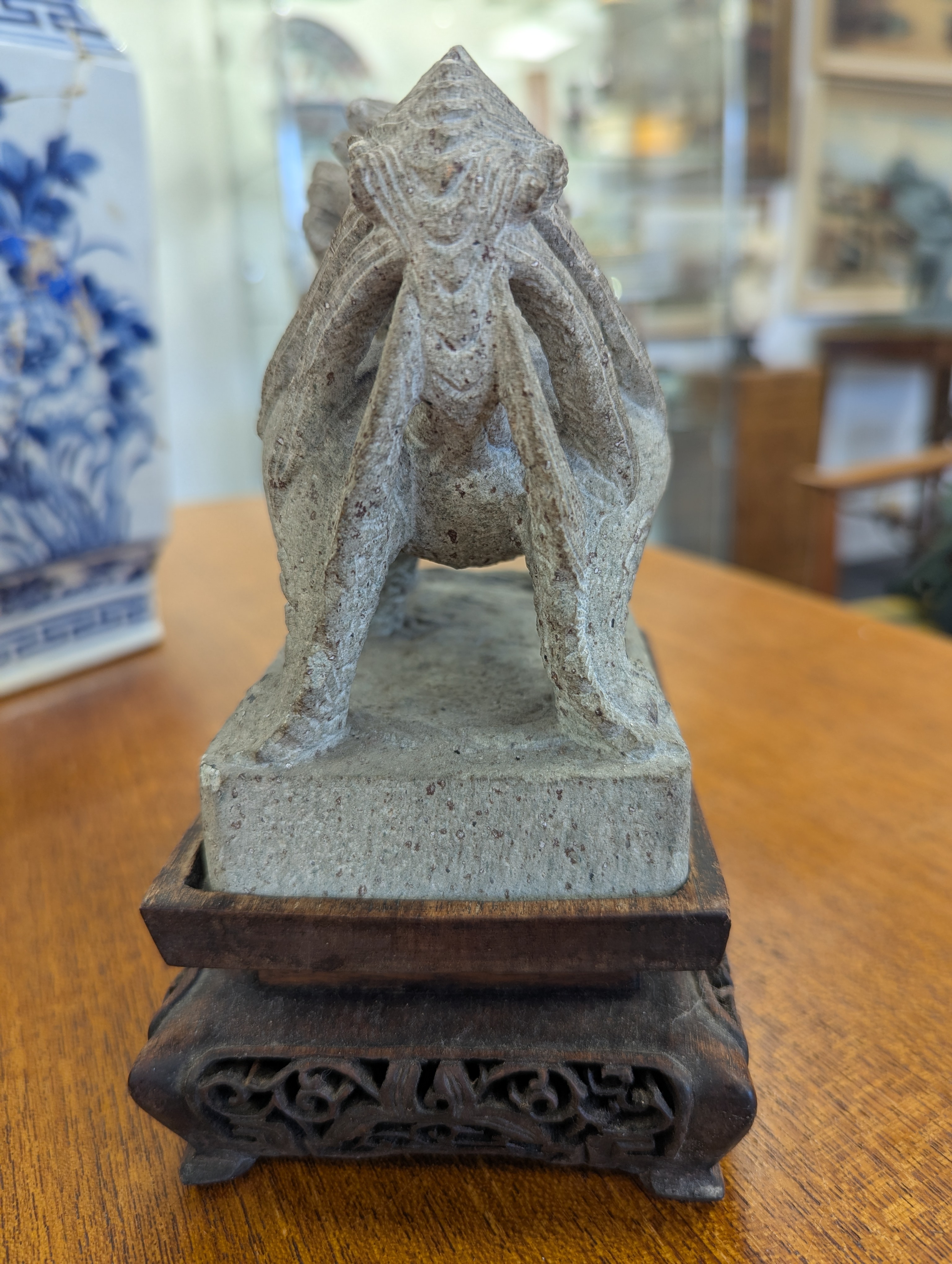 A pair of Chinese composite stone Buddhist temple lions - Image 8 of 37
