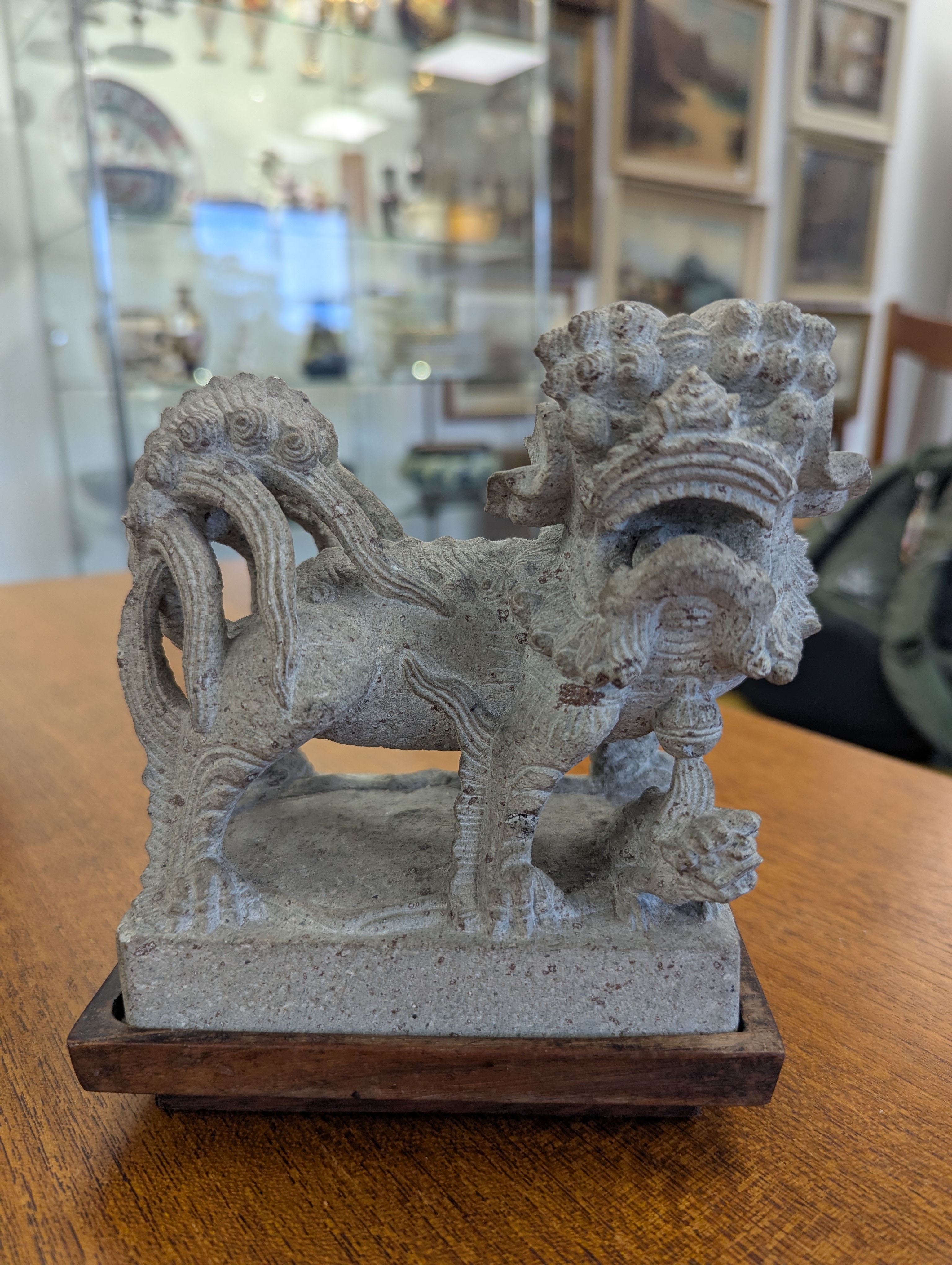 A pair of Chinese composite stone Buddhist temple lions - Image 17 of 37