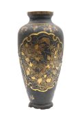 A Japanese Komai style inlaid iron vase