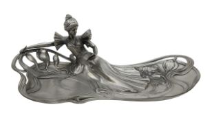 A WMF Art Nouveau pewter card tray