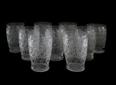 A set of nine Baccarat 'Rohan' pattern glass tumblers