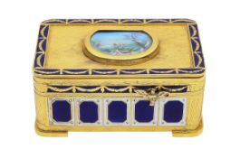 A Swiss gilt metal singing bird musical box