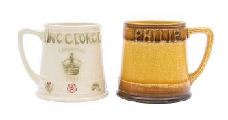 Two Moorcroft pottery Royal commemorative mugs