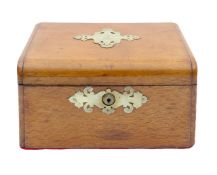 A Victorian oak jewellery or work box, with a Bramah lock