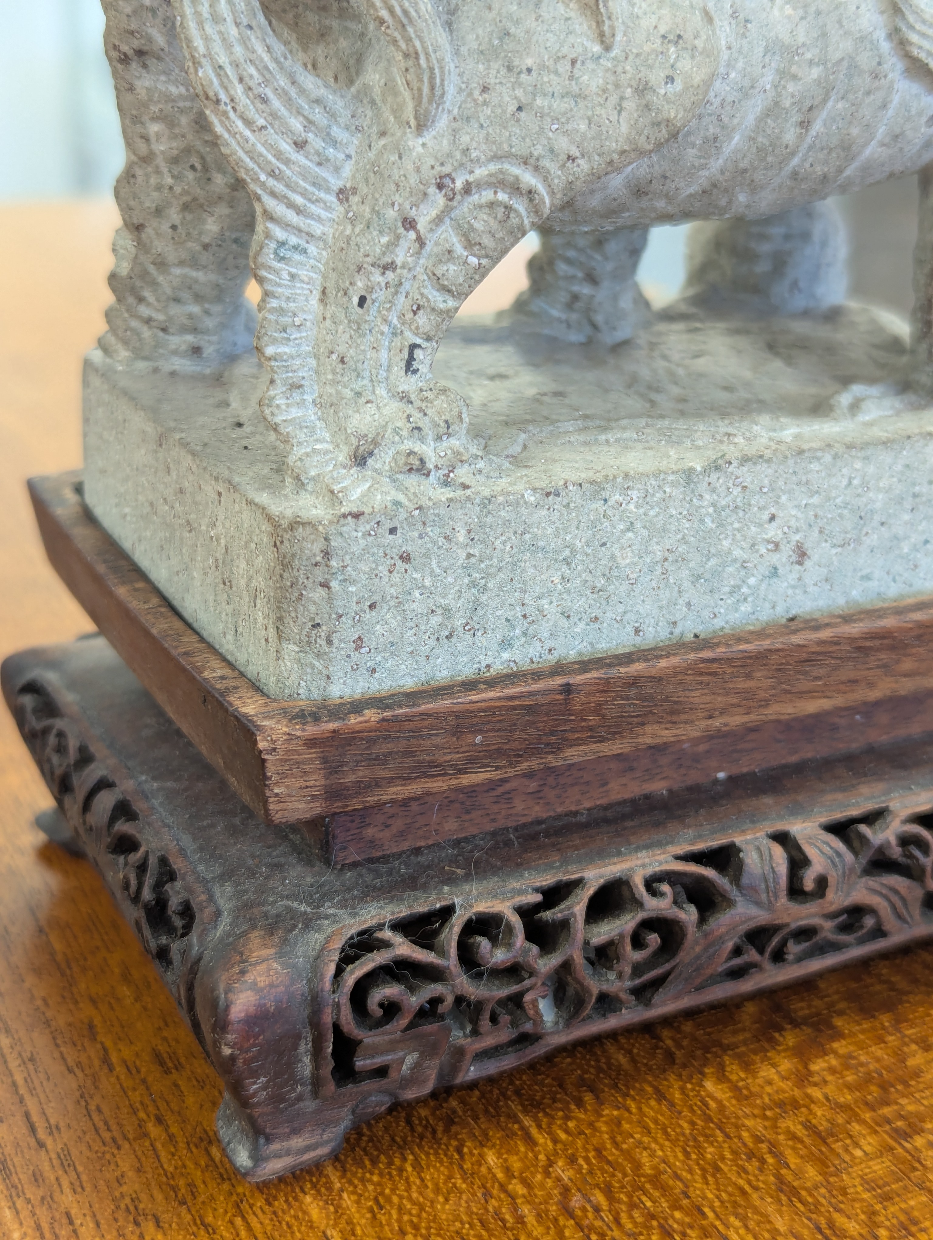 A pair of Chinese composite stone Buddhist temple lions - Image 6 of 37