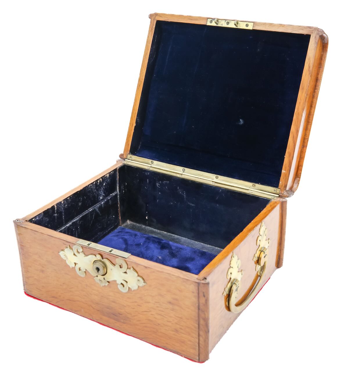 A Victorian oak jewellery or work box, with a Bramah lock - Image 4 of 5