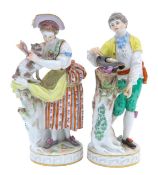 A pair of Meissen porcelain figures