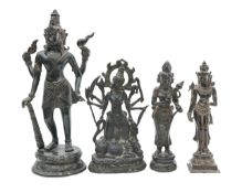 Four Indo-Javanese bronze figure