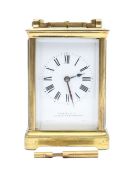 A Hanhart & Co brass carriage clock, with a repeater