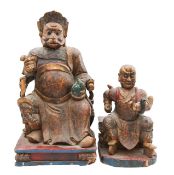 Two Chinese giltwood and polychrome painted figures of warriors