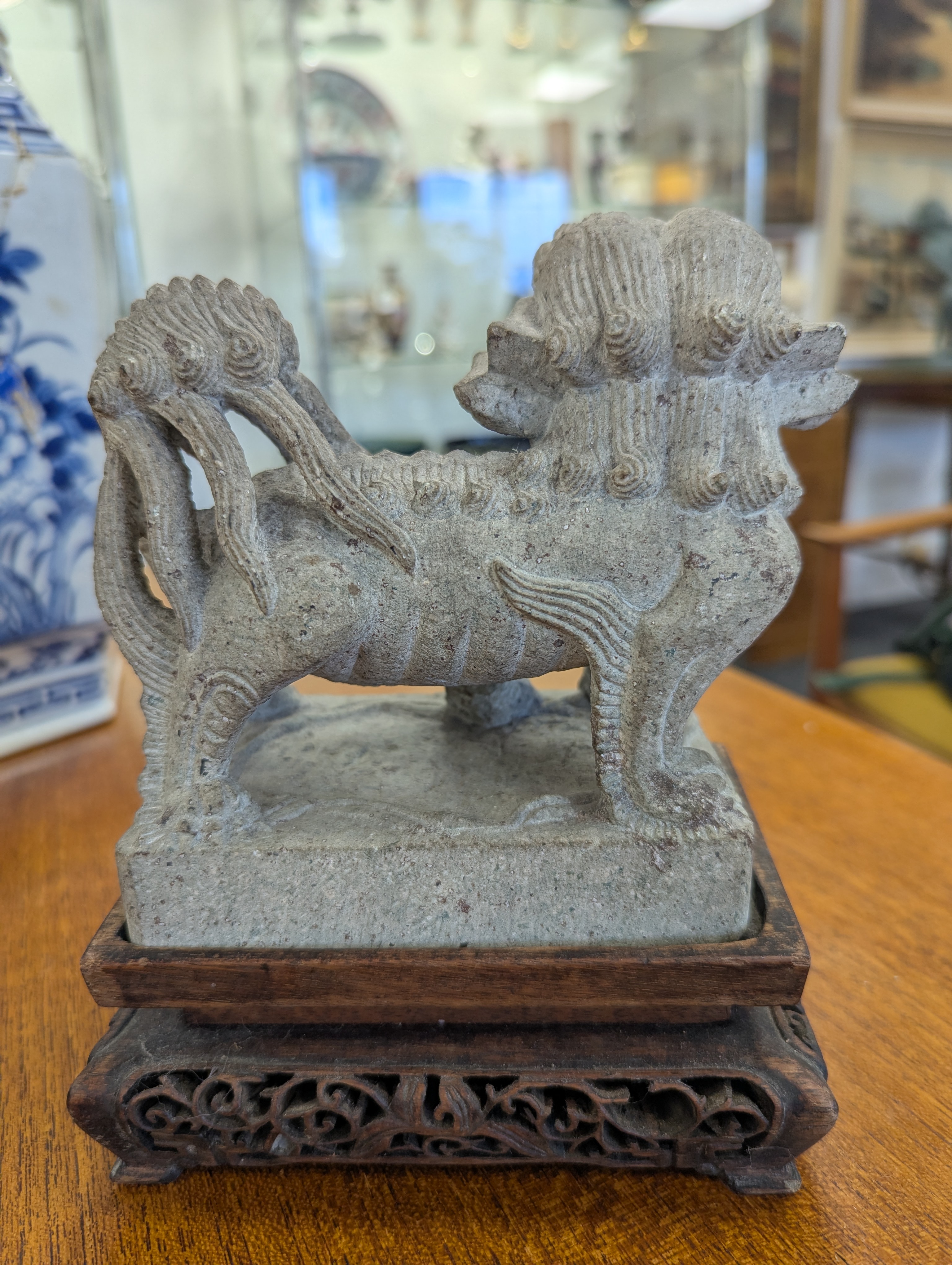 A pair of Chinese composite stone Buddhist temple lions - Image 7 of 37