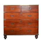 A Victorian brass-mounted oak campaign chest
