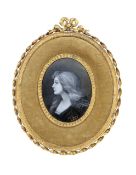 A Limoges en grisaille enamel on copper panel, by Rene Restouiex