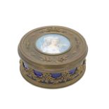 A French gilt-metal and blue glass powder bowl