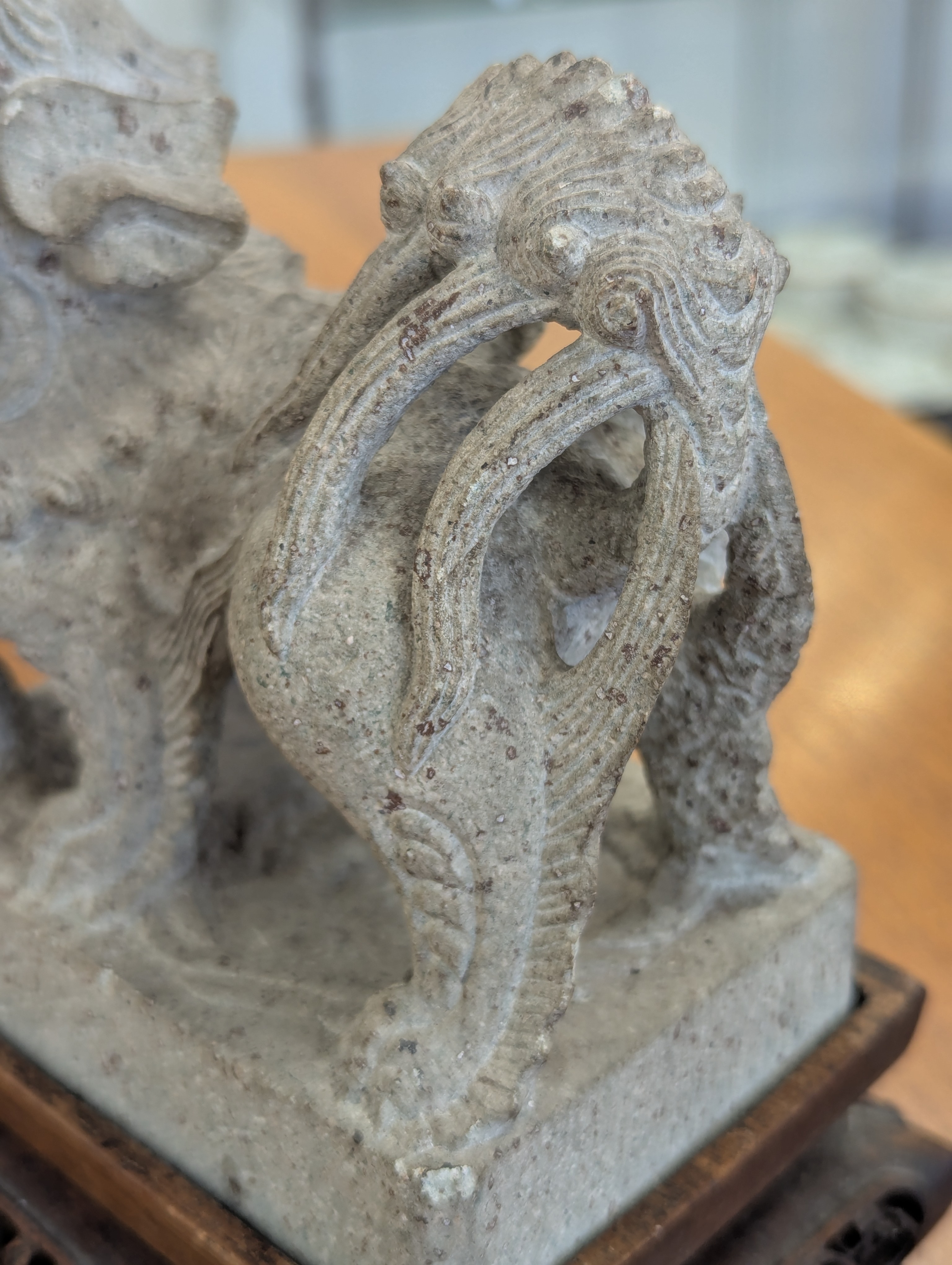 A pair of Chinese composite stone Buddhist temple lions - Image 37 of 37
