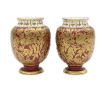 A pair of Royal Crown Derby Aesthetic Movement porcelain vases