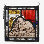 A small leaded stained glass panel