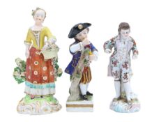 A group of three Continental porcelain figures