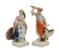 A pair of Staffordshire pottery figures of Jupiter and Juno